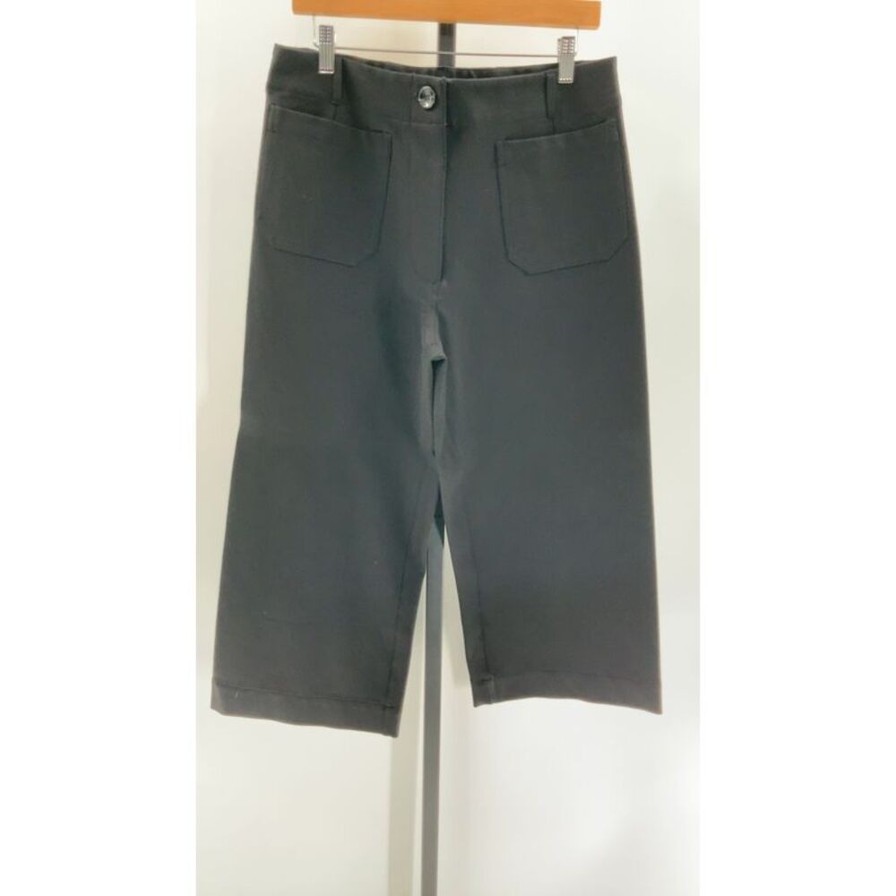 Quince Black Cropped Wide-Leg Pants